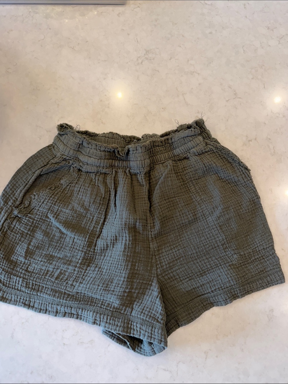 aerie Olive High-Waist Gauze Shorts